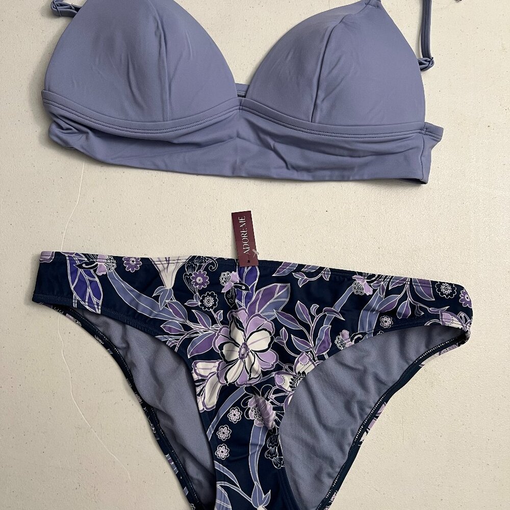 AdoreMe Nina Contour Bikini Set Purple XL/L NWT